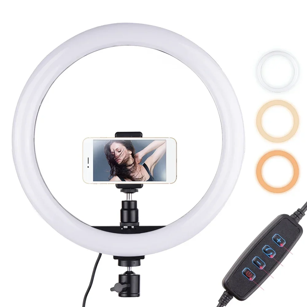 Selfie Stick Tripod - Anneau lumineux LED dimmable pour studio,