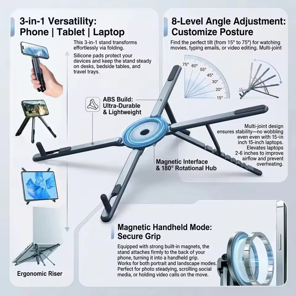 Selfie Stick Tripod - Support de téléphone magnétique portable et