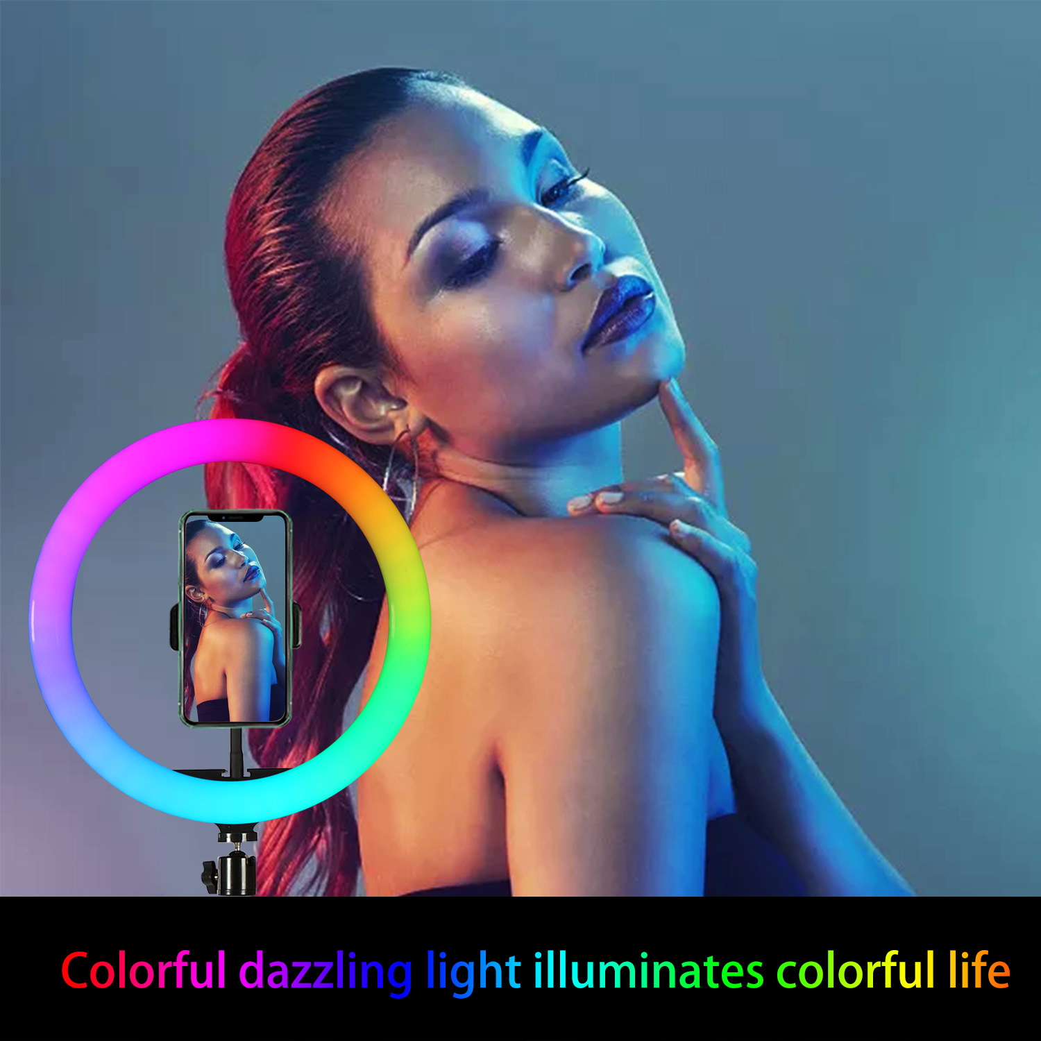 Anneau lumineux LED RGB de 26  - Selfie Stick Tripod avis et prix